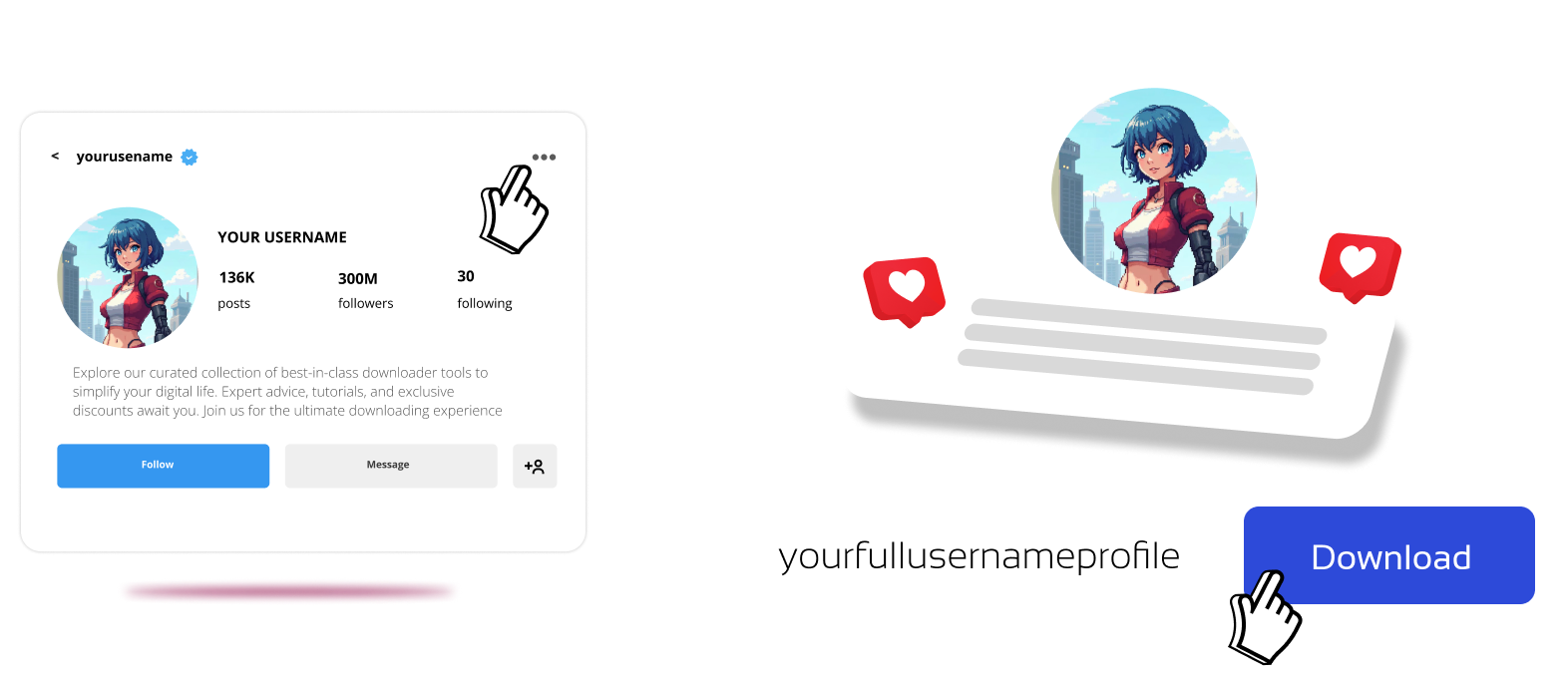 محمل السيرة الذاتية في إنستغرام